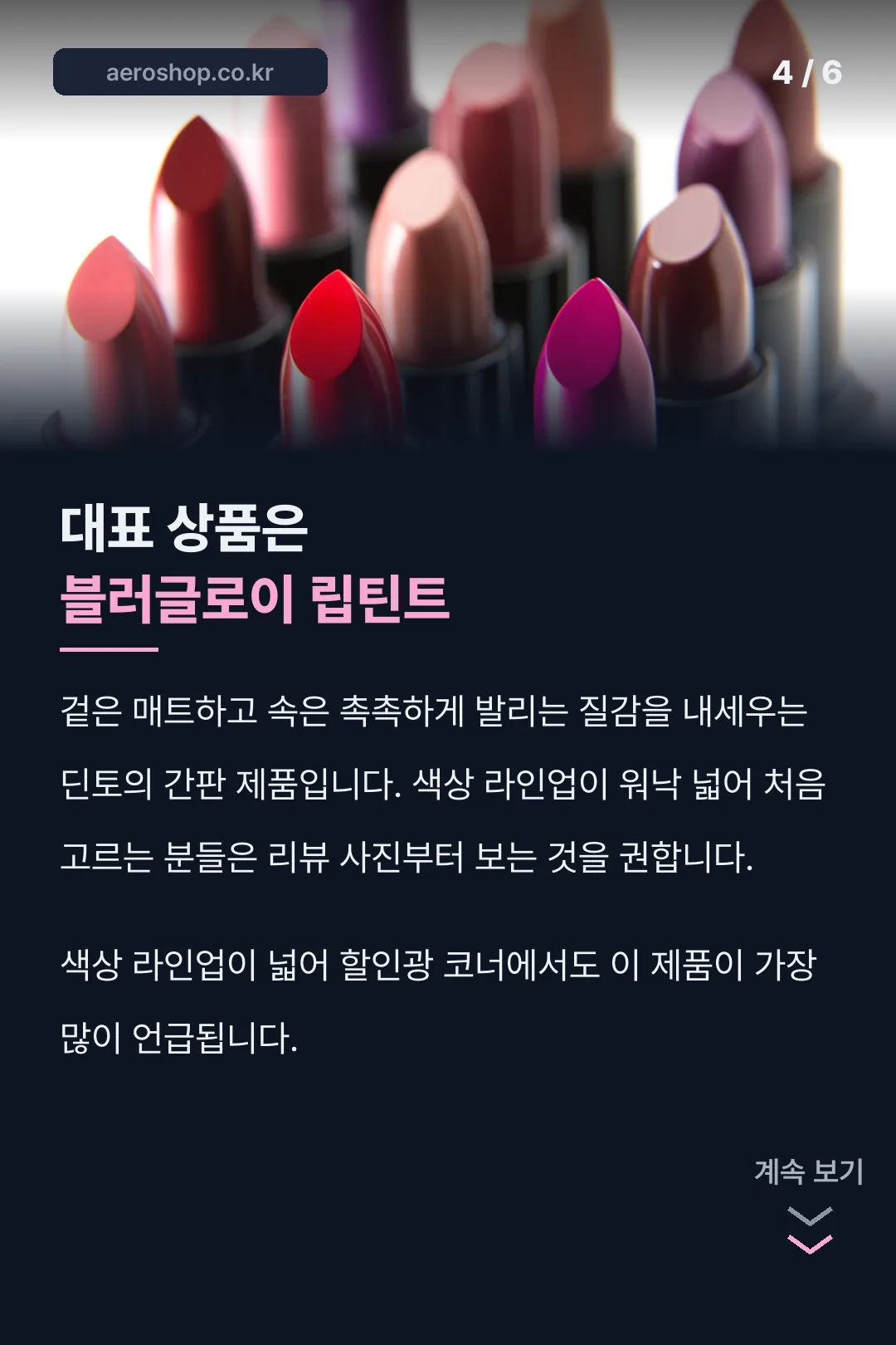 대표 상품 블러글로이 립틴트